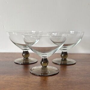 Vintage Skruf Edenfalk Gulli - Smoky Grey Cocktail Glasses - Set of 3